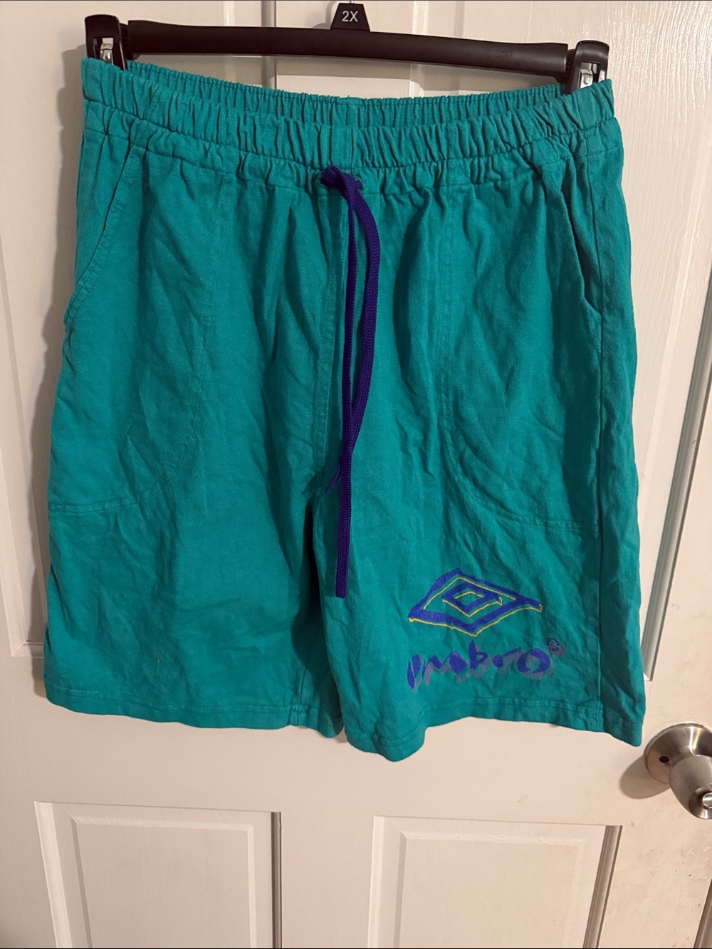 Umbro Teal Swim Board Shorts with Purple Drawstring